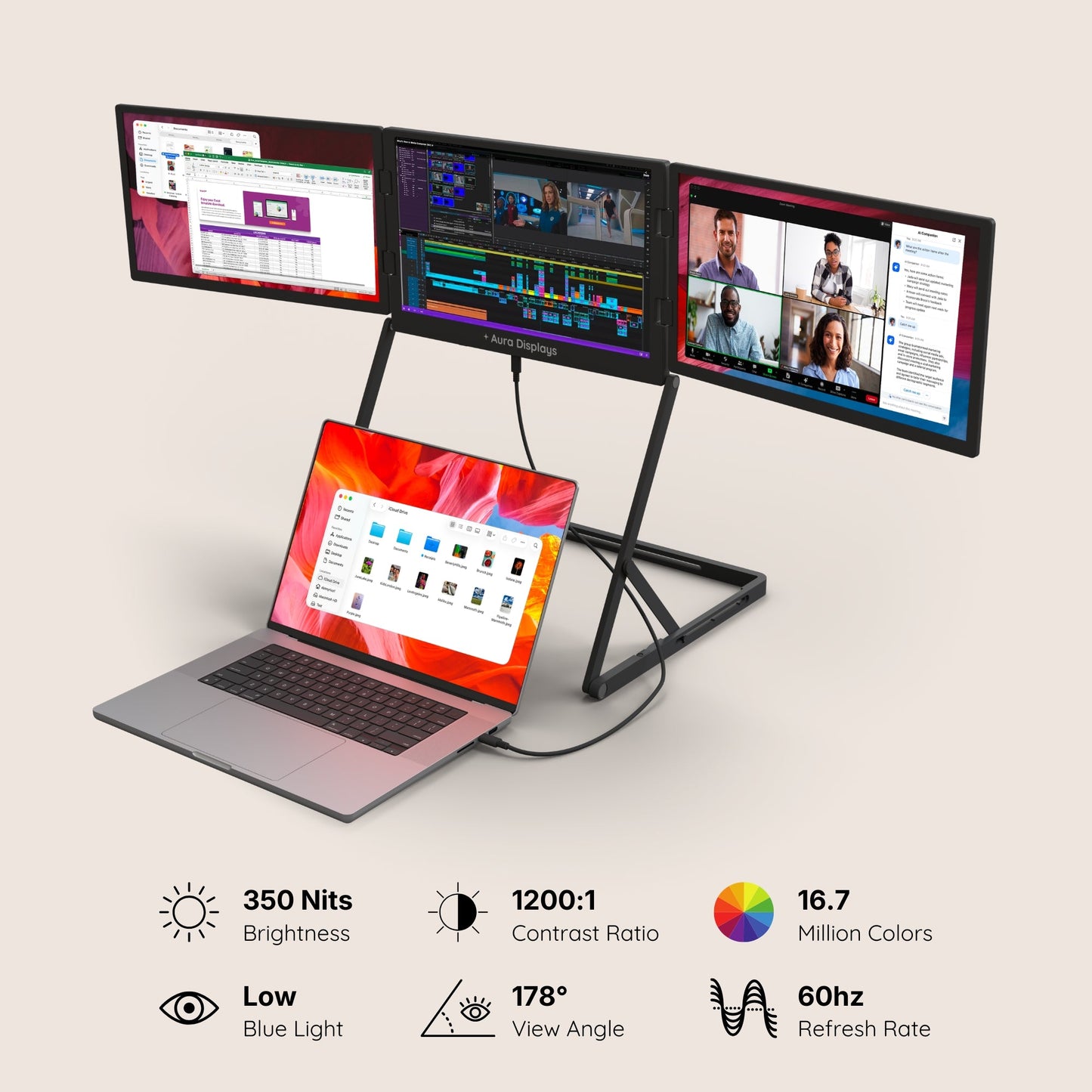 TriScreen Pro 14" Triple Laptop Monitor